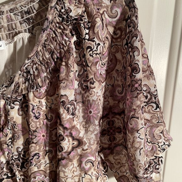 Ladies short sleeve Croft and Barrow shirt size extra large brown cream pink - Picture 2 of 2